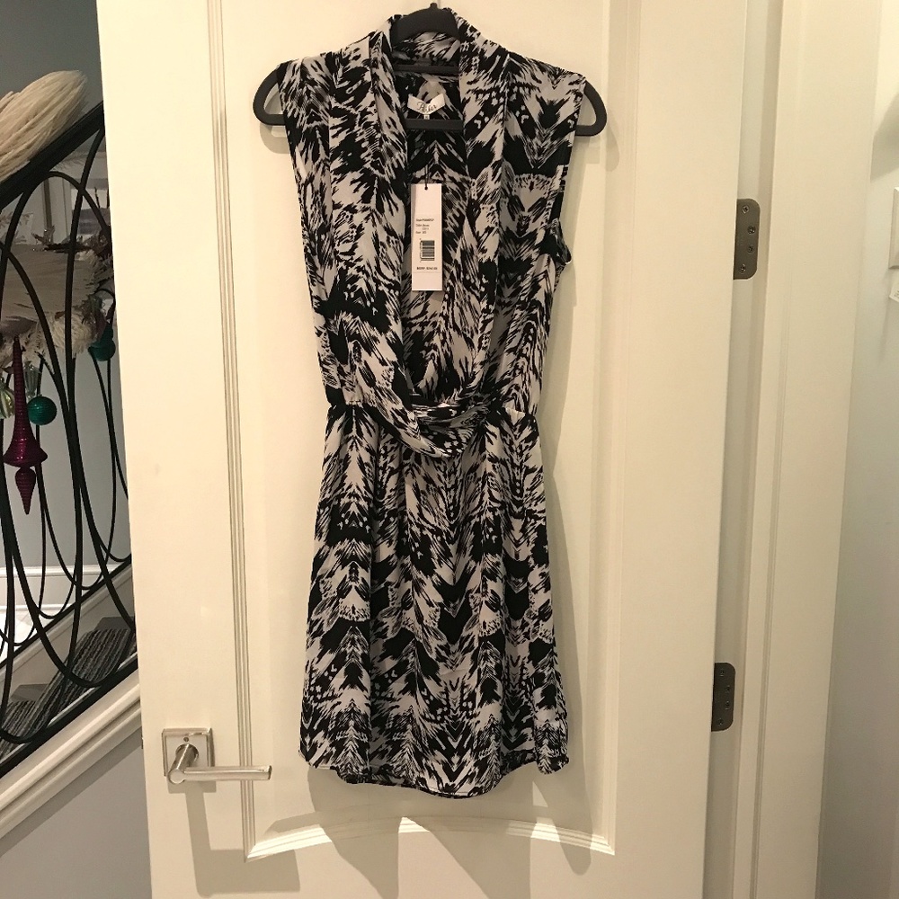 NWT - Parker Draped Surplice Neck Black Mini Dress
